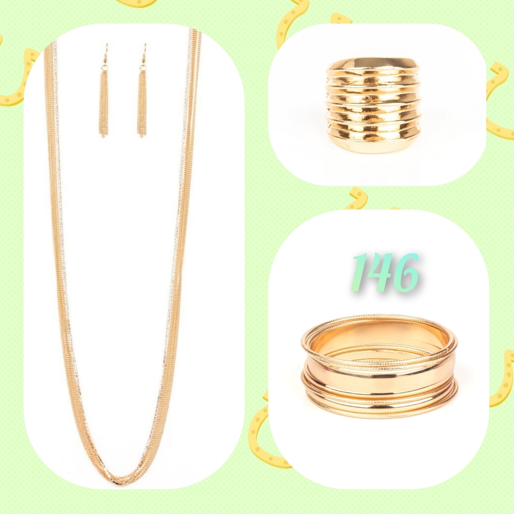 Long Necklace Set with Bracelet and Ring